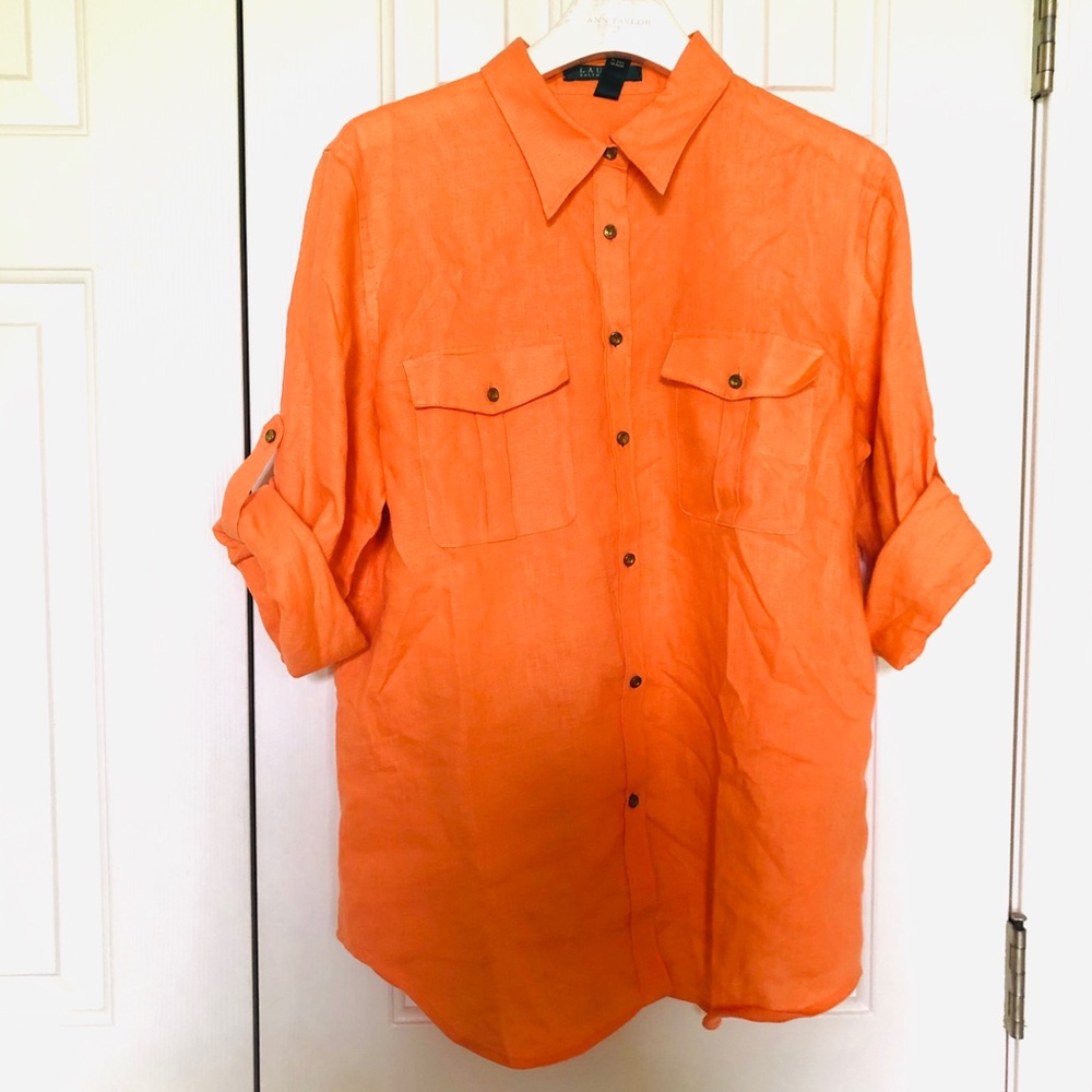 Ralph Lauren orange linen button up